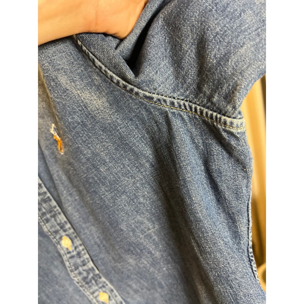 Polo Ralph Lauren Mens Custom Fit Denim Button Down Shirt Indigo Blue Large - Picture 7 of 9
